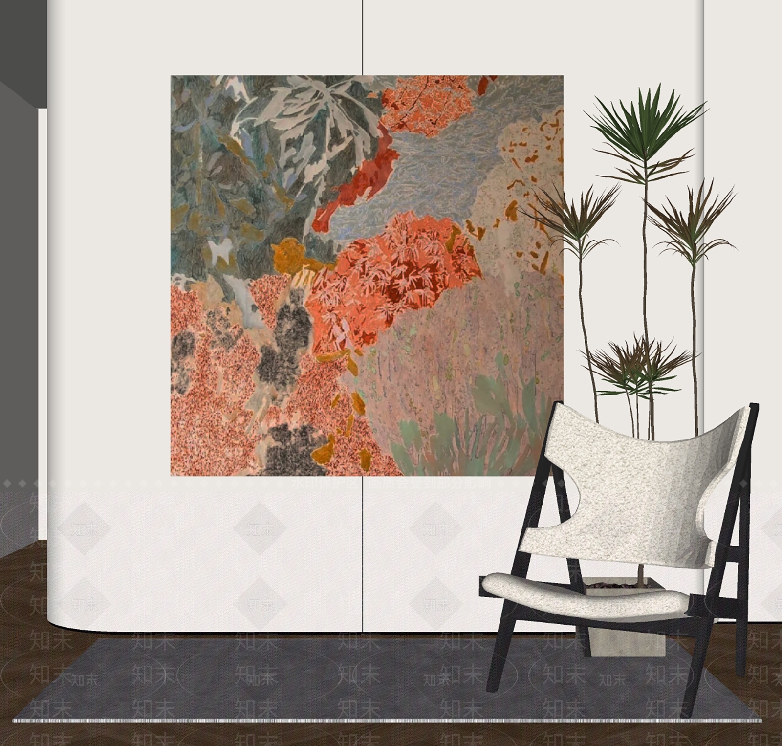 奶油风挂画SU模型下载【ID:1228703494】