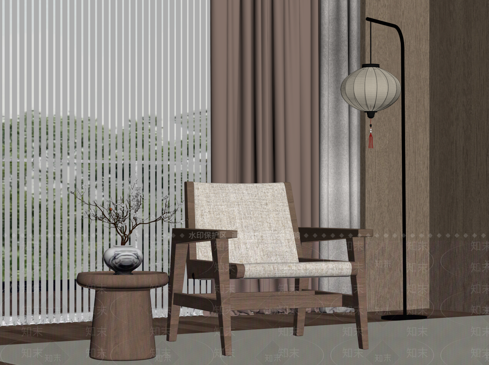 新中式躺椅SU模型下载【ID:1228705371】