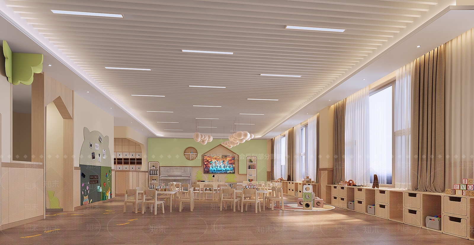 原木风幼儿园3D模型下载【ID:1228725968】
