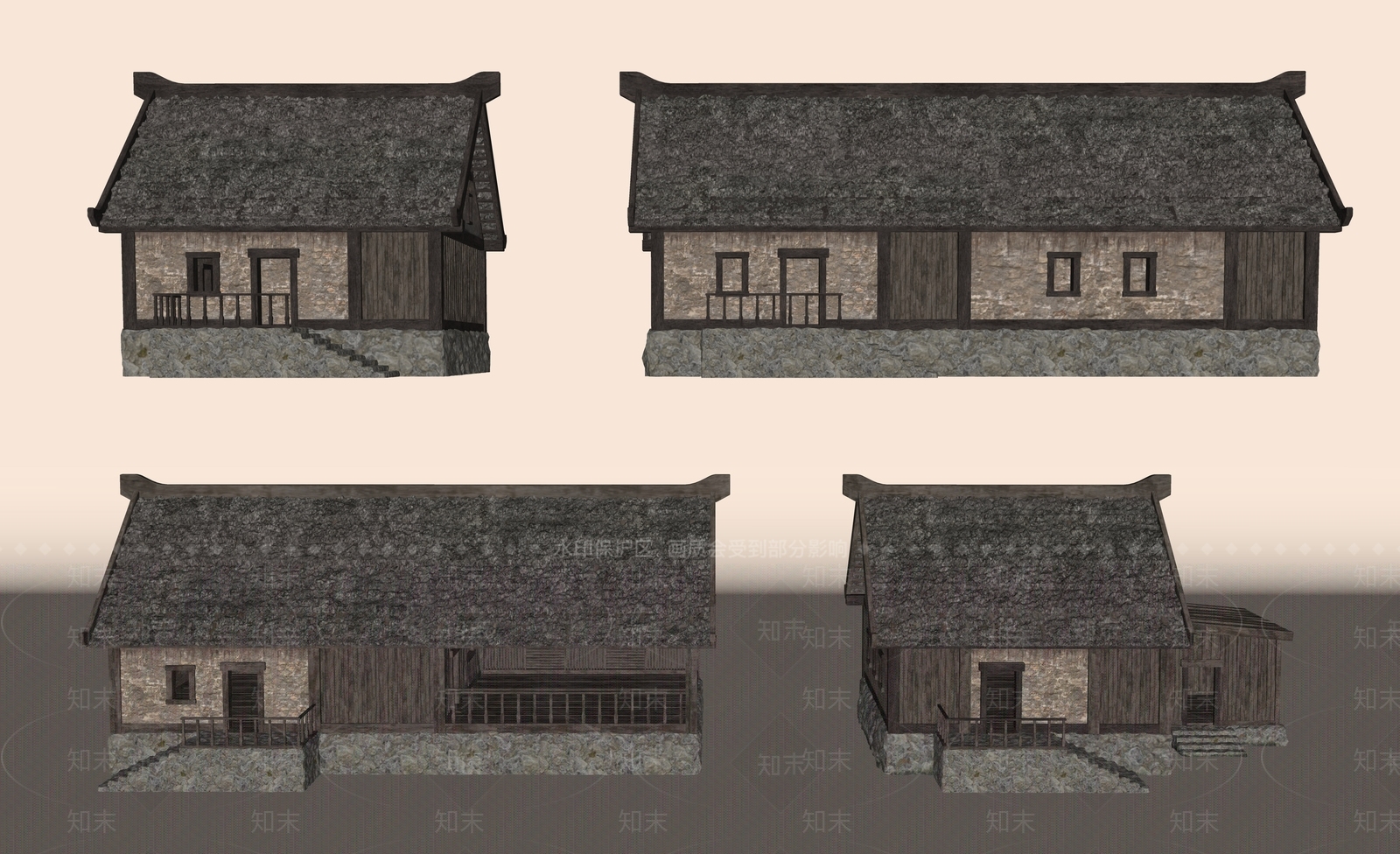中式古建乡村民房SU模型下载【ID:1228726558】