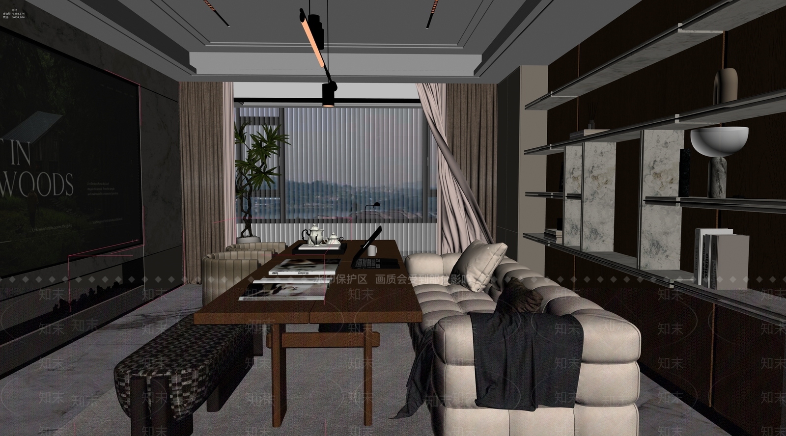现代简约家居客厅3D模型下载【ID:1228730748】