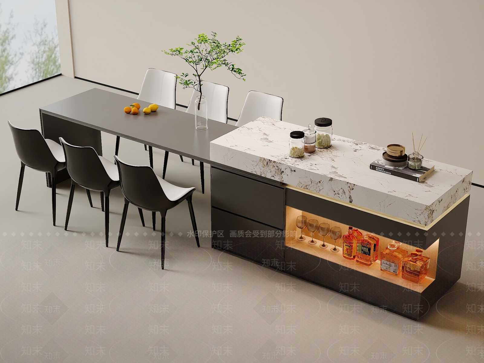 意式极简吧台3D模型下载【ID:1228730820】