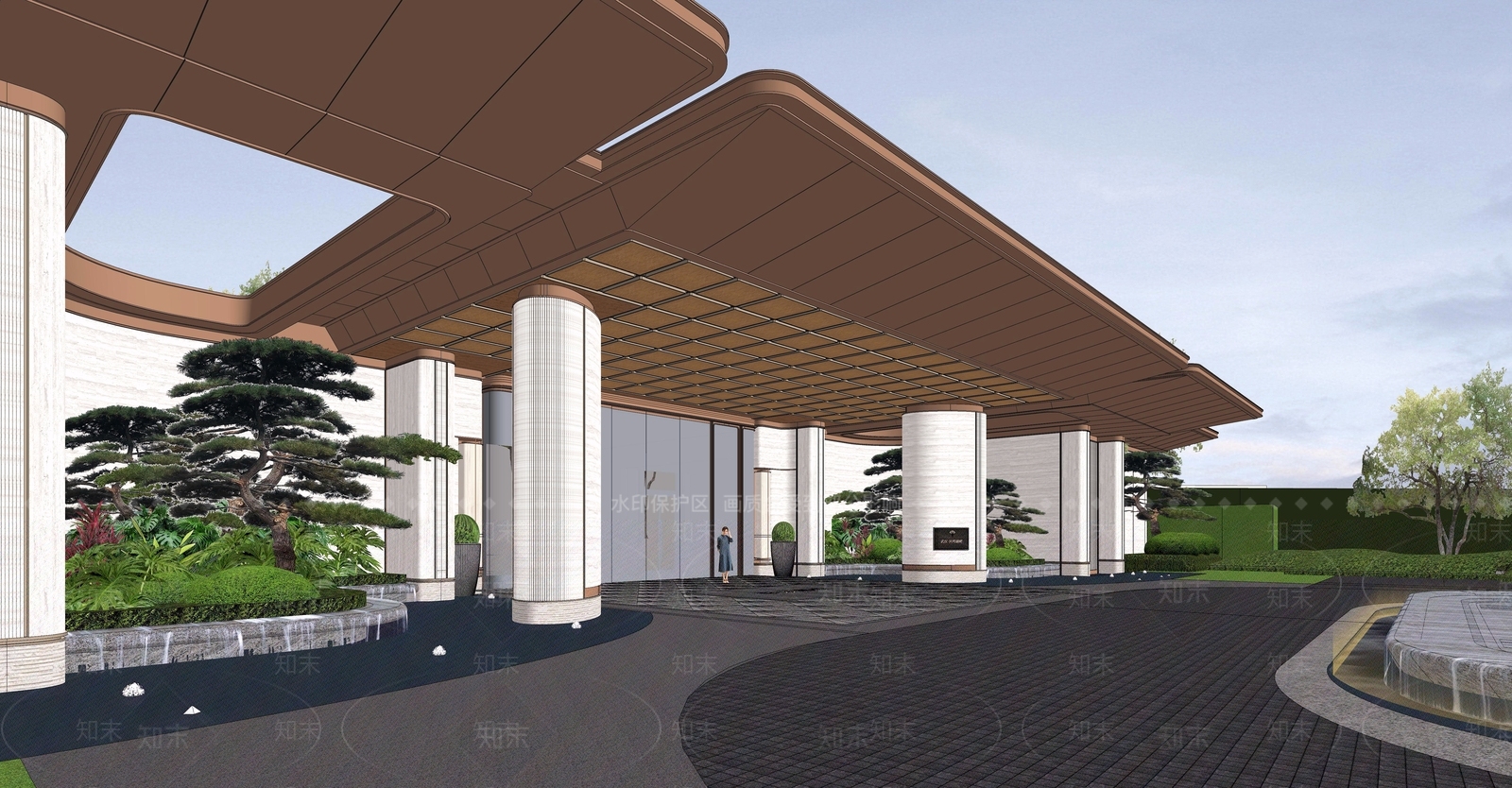 新中式景观售楼处建筑SU模型下载【ID:1228740715】