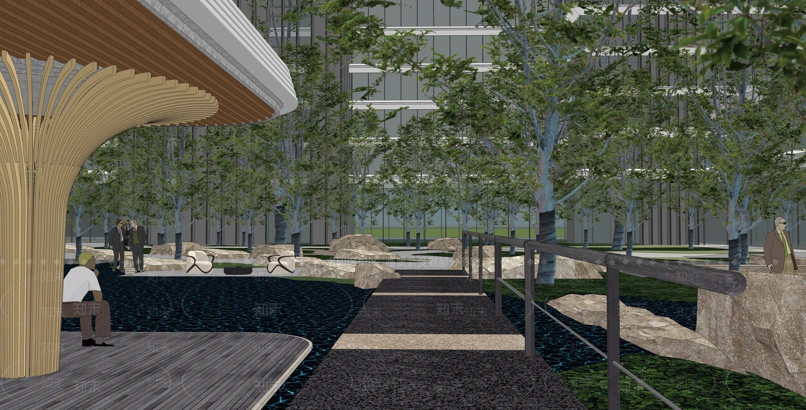 新中式景观商业综合体景观SU模型下载【ID:1228745668】