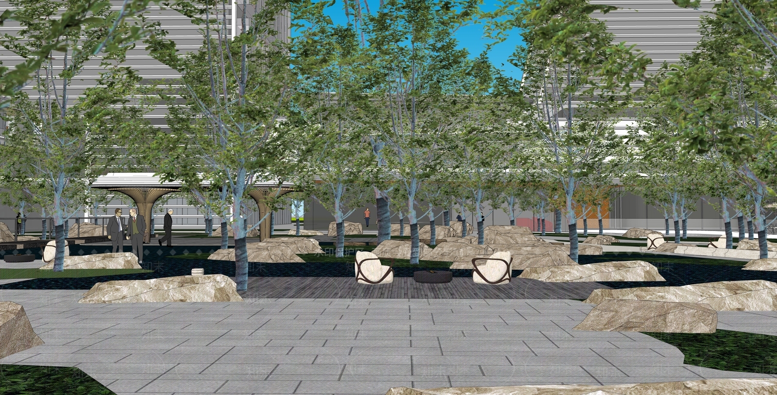 新中式景观商业综合体景观SU模型下载【ID:1228745668】