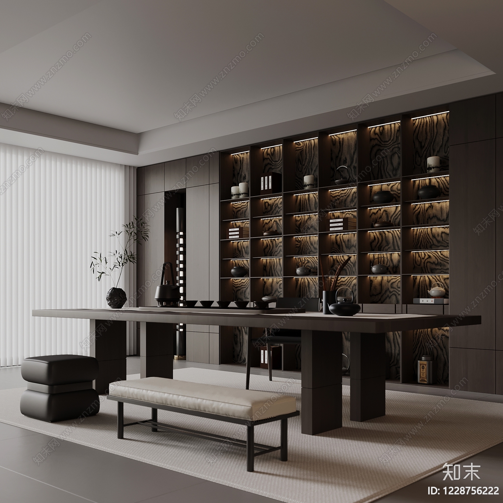 新中式茶室3D模型下载【ID:1228756222】