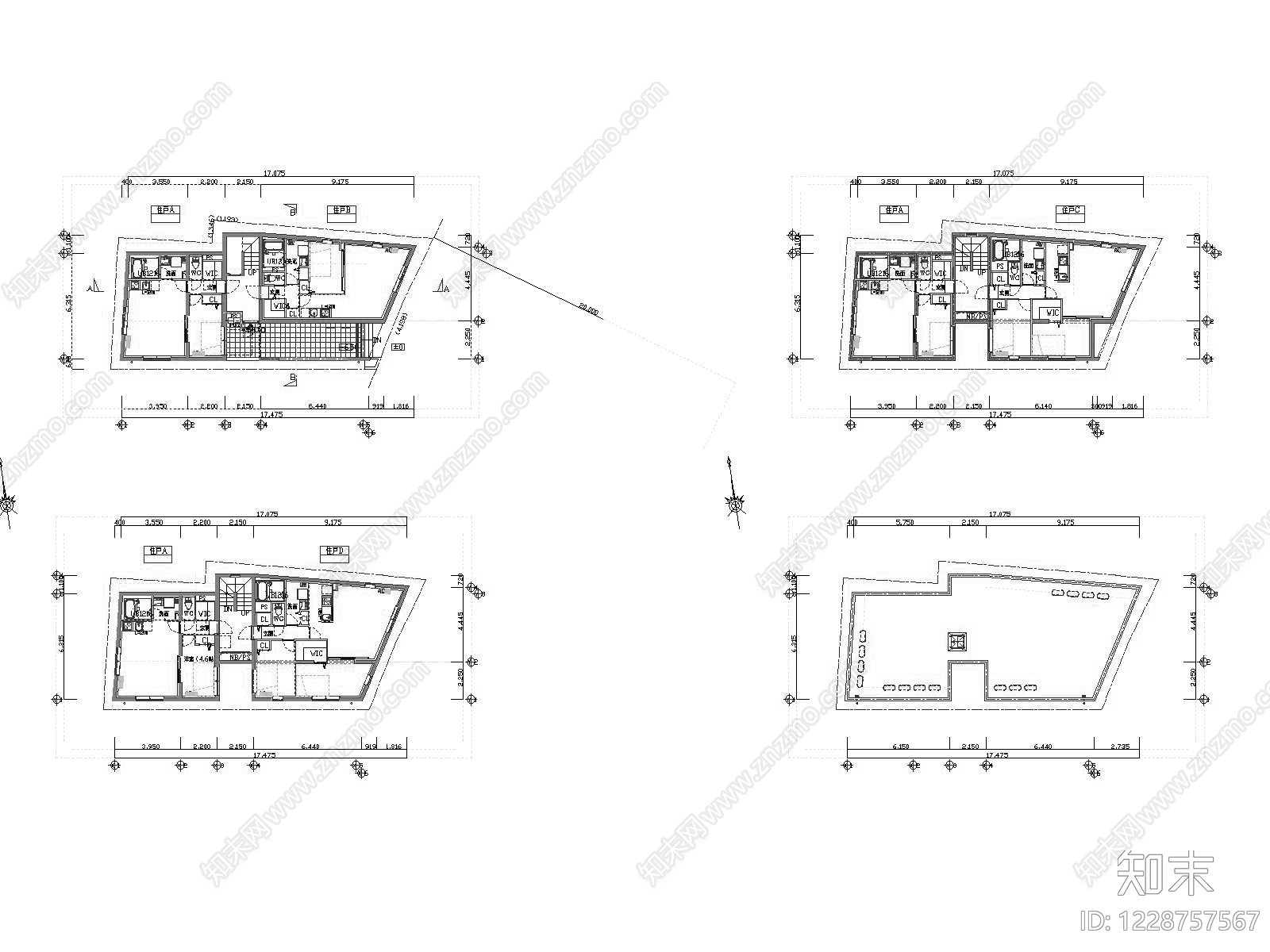 住宅楼建筑cad施工图下载【ID:1228757567】