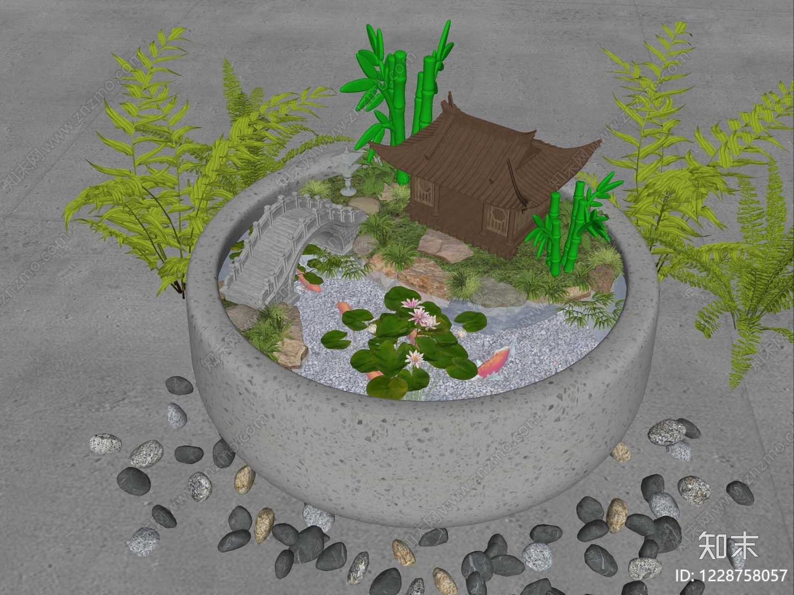 中式鱼缸SU模型下载【ID:1228758057】