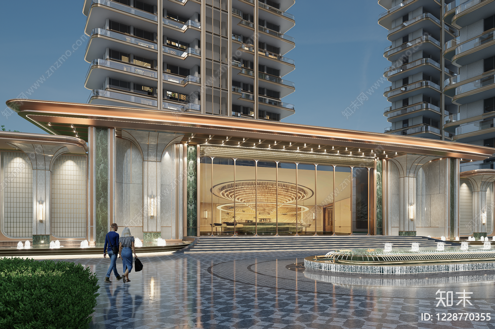 轻奢小区建筑SU模型下载【ID:1228770355】