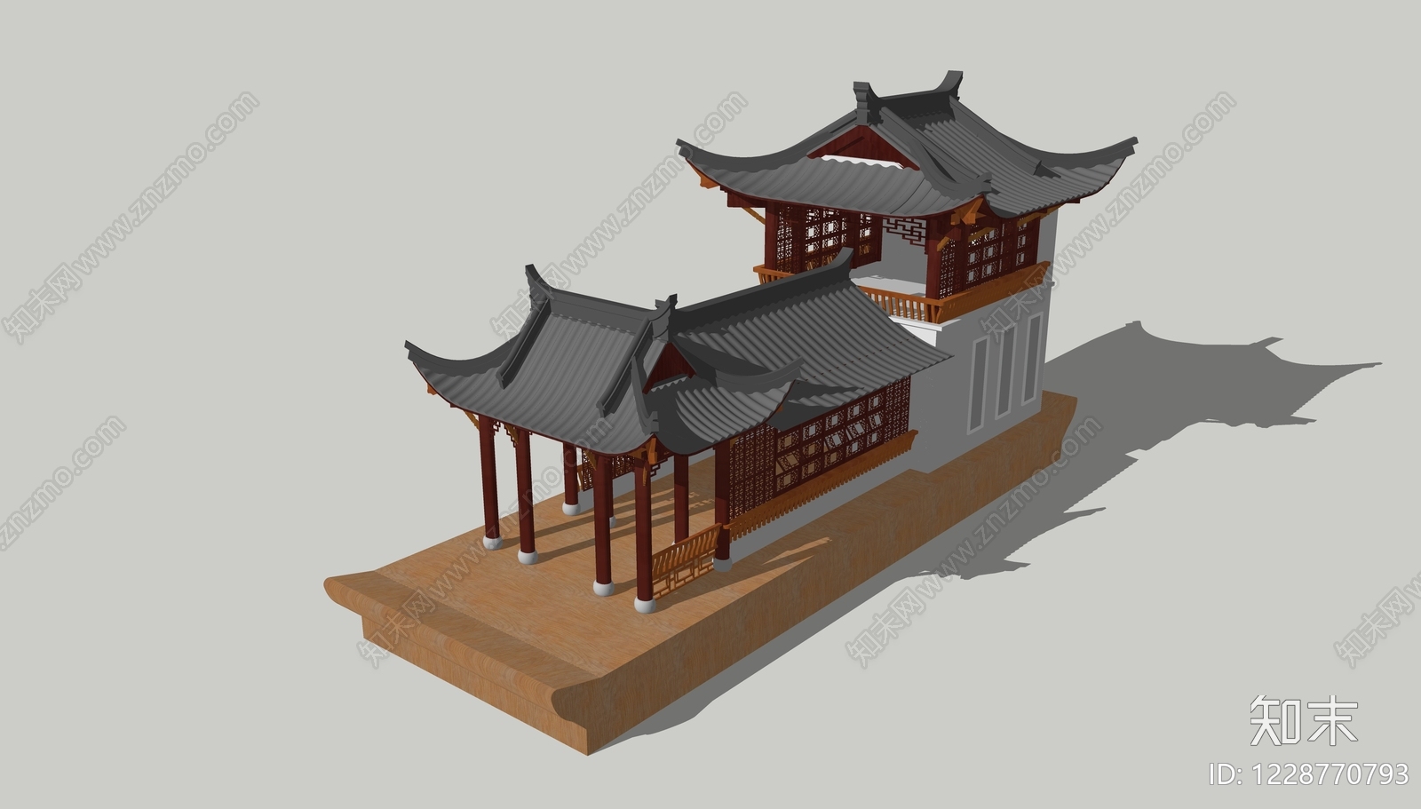 中式古建船SU模型下载【ID:1228770793】