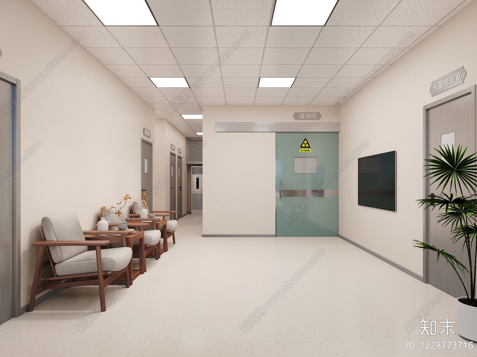 新中式医院3D模型渲染效果图