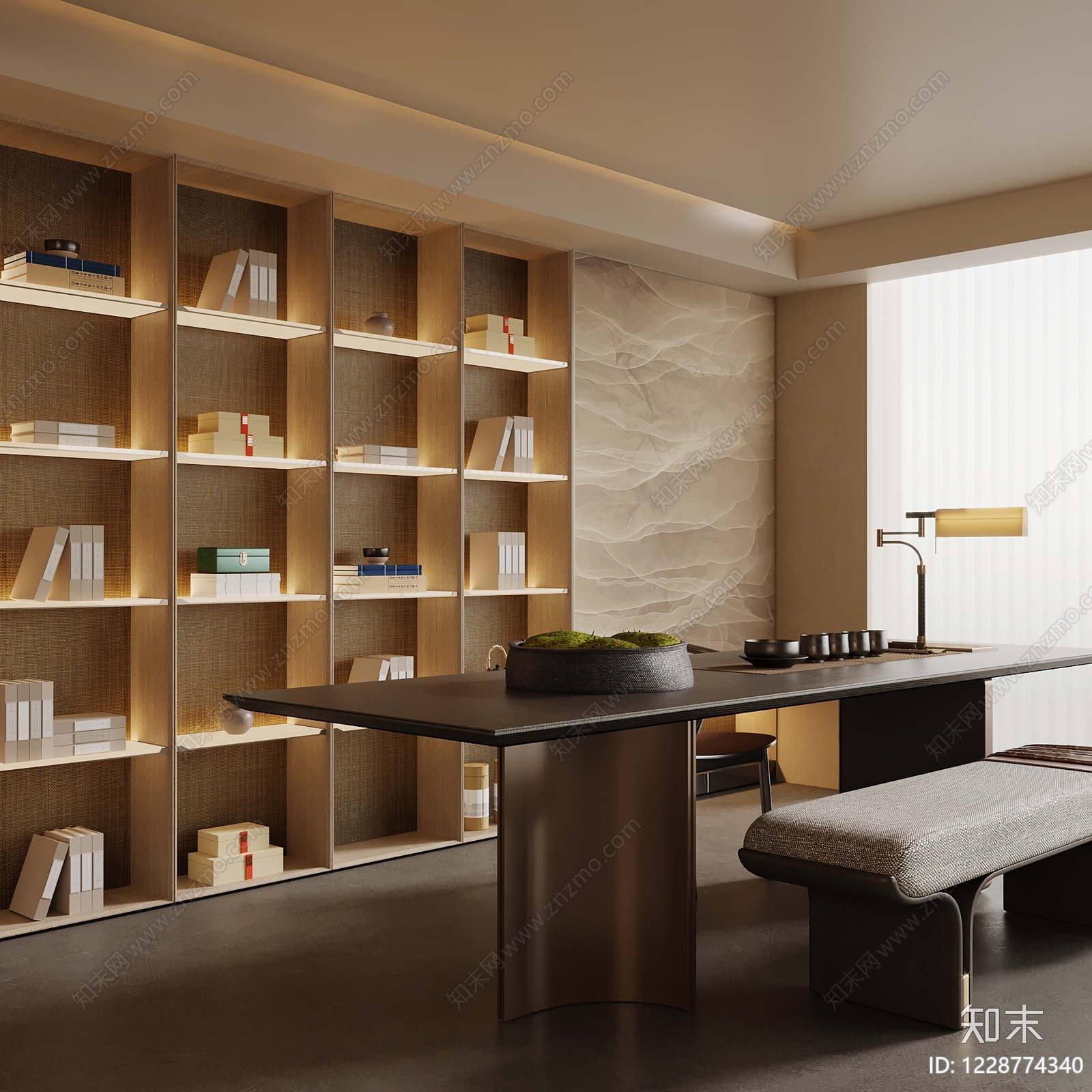 新中式书房SU模型下载【ID:1228774340】