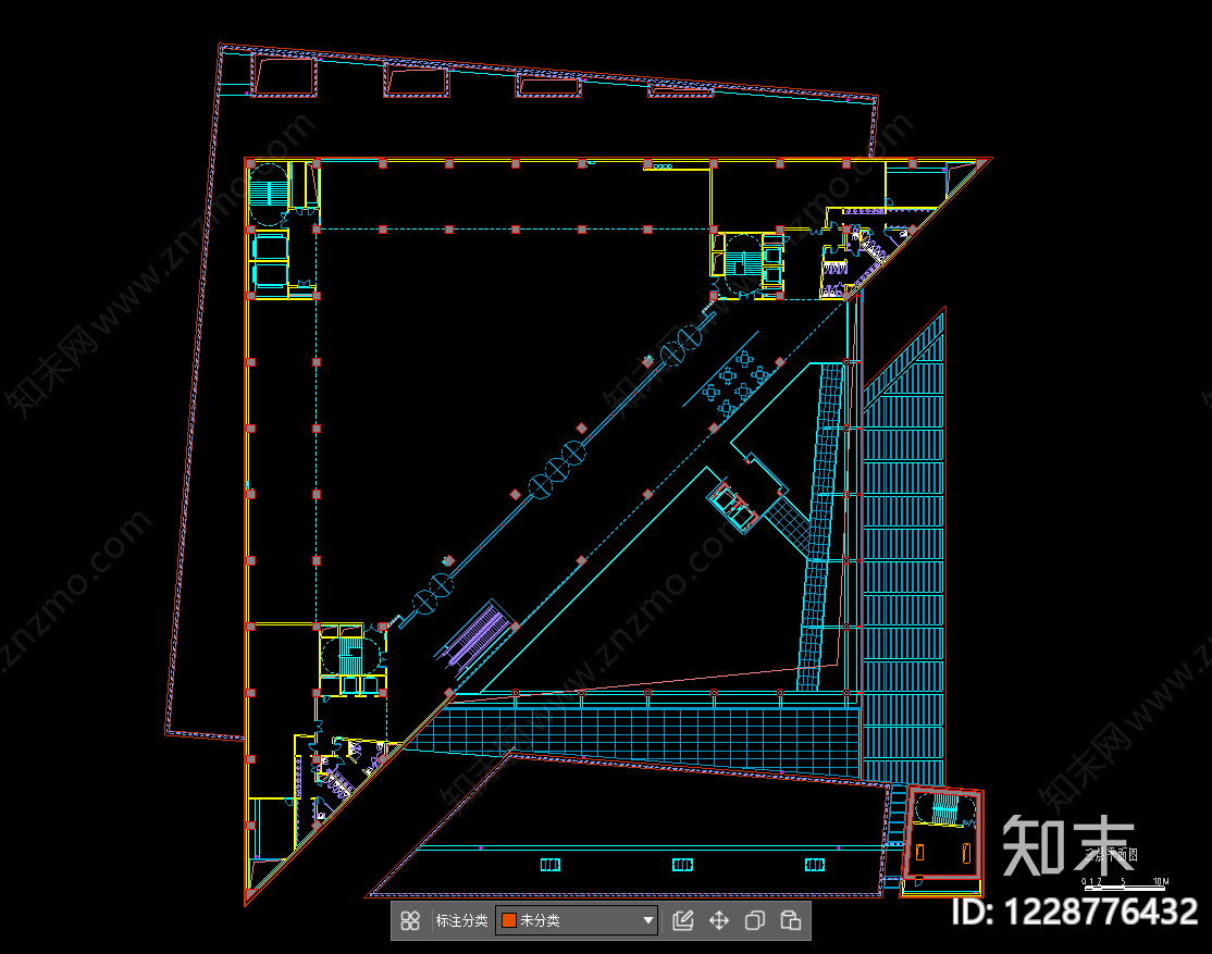 会议中心建筑cad施工图下载【ID:1228776432】