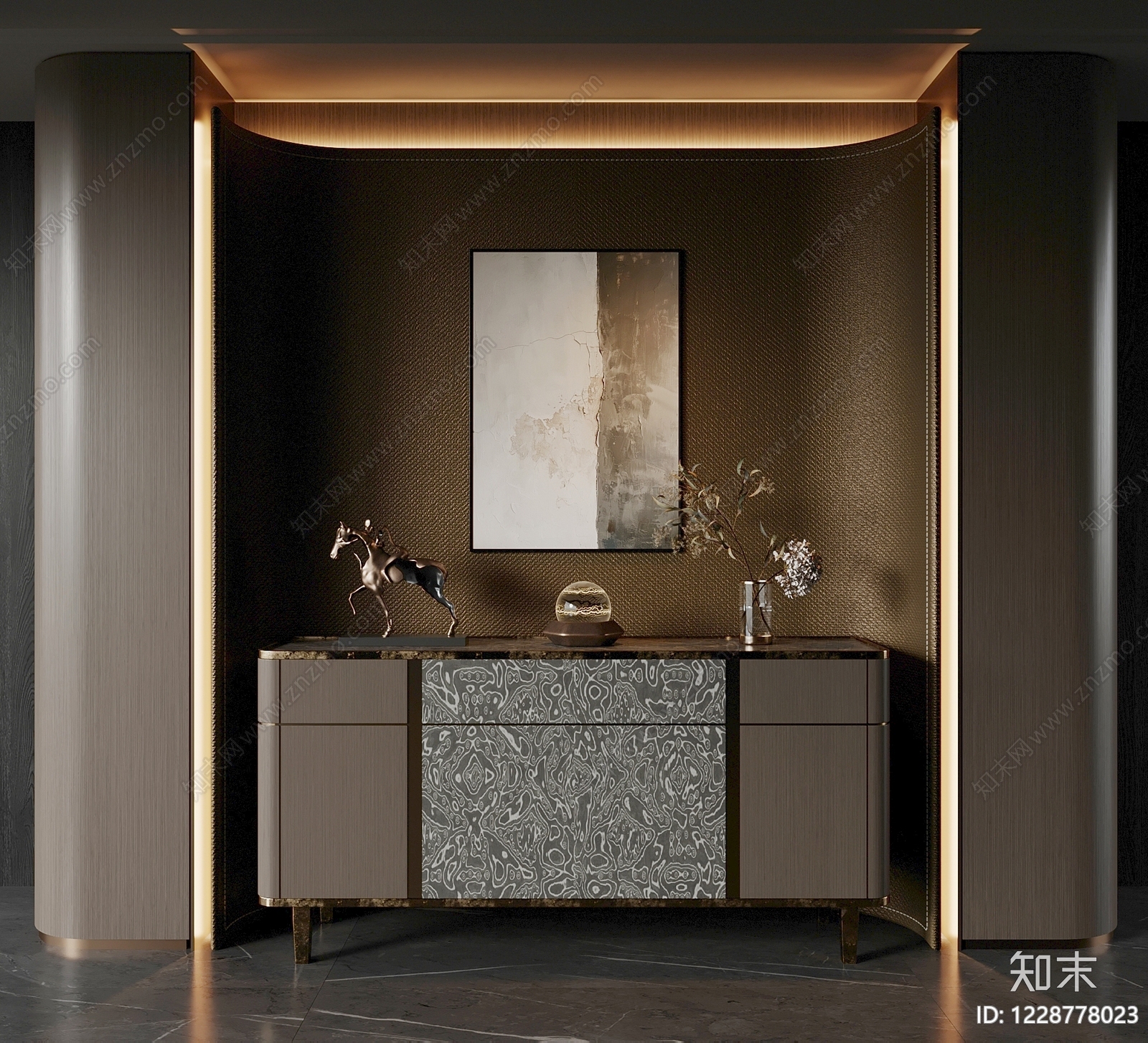轻奢玄关柜SU模型下载【ID:1228778023】