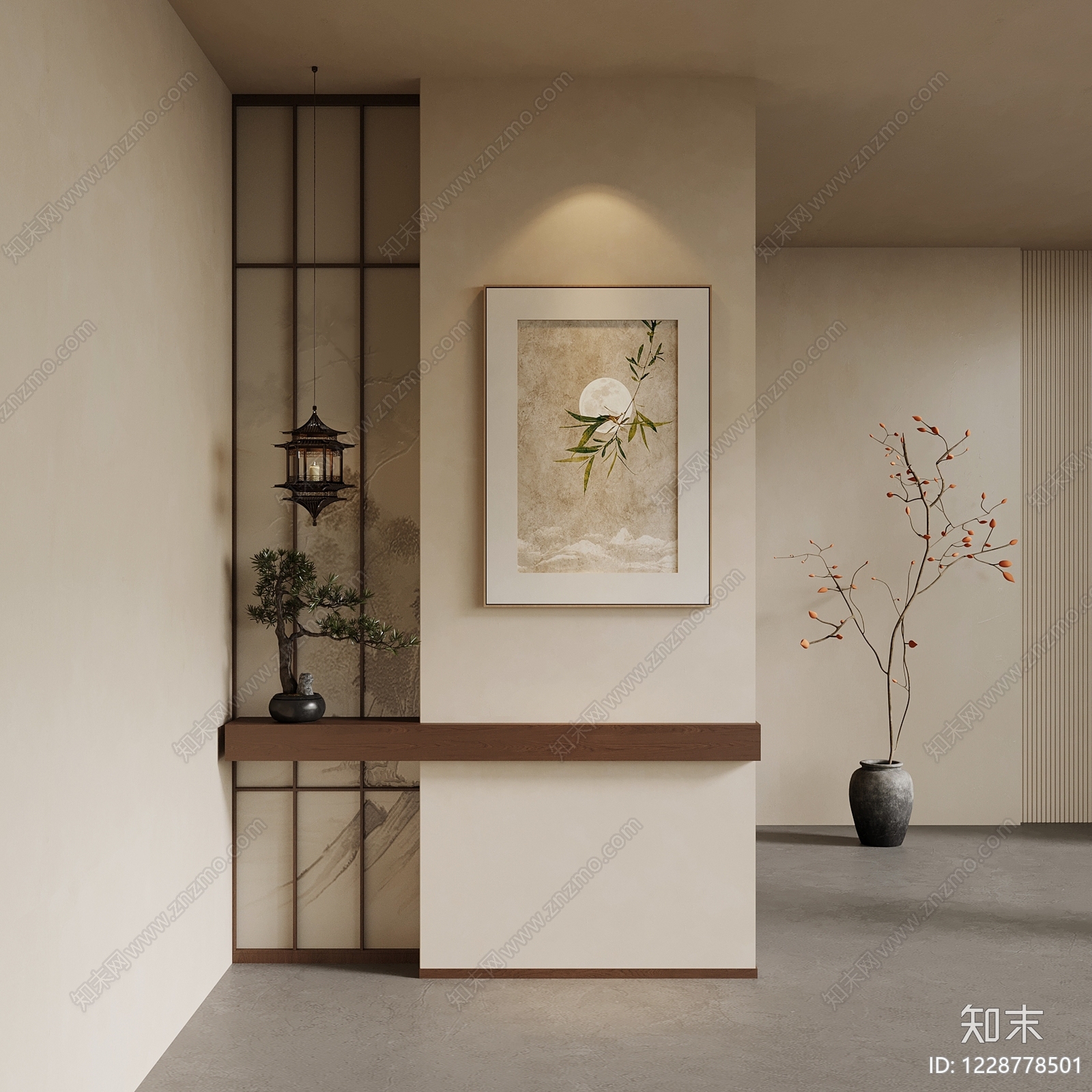 新中式玄关SU模型下载【ID:1228778501】