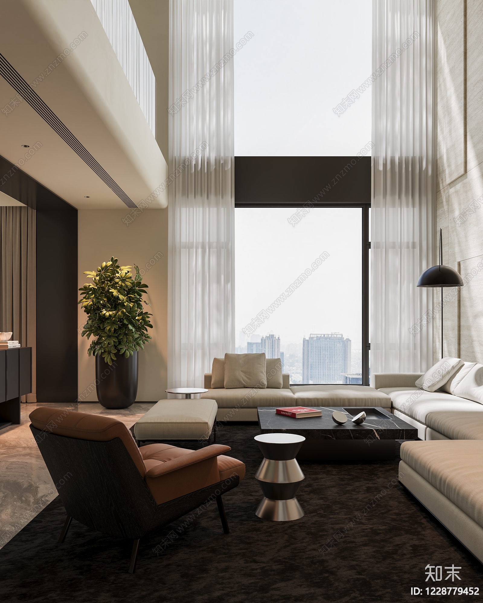 意式极简挑空客厅3D模型下载【ID:1228779452】