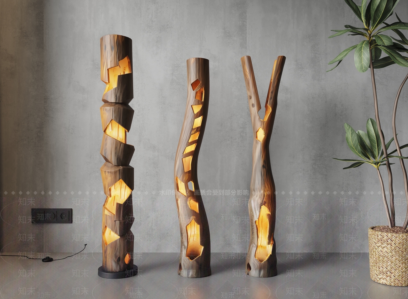 侘寂落地灯3D模型下载【ID:1228779694】