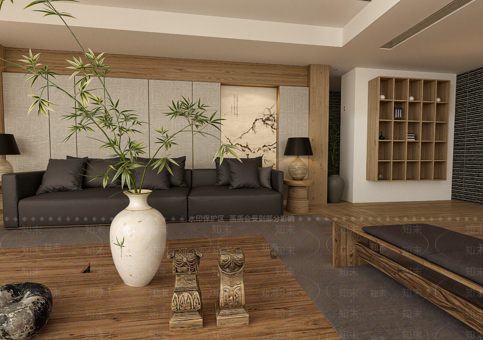 新中式家居客厅SU模型下载【ID:1228780897】