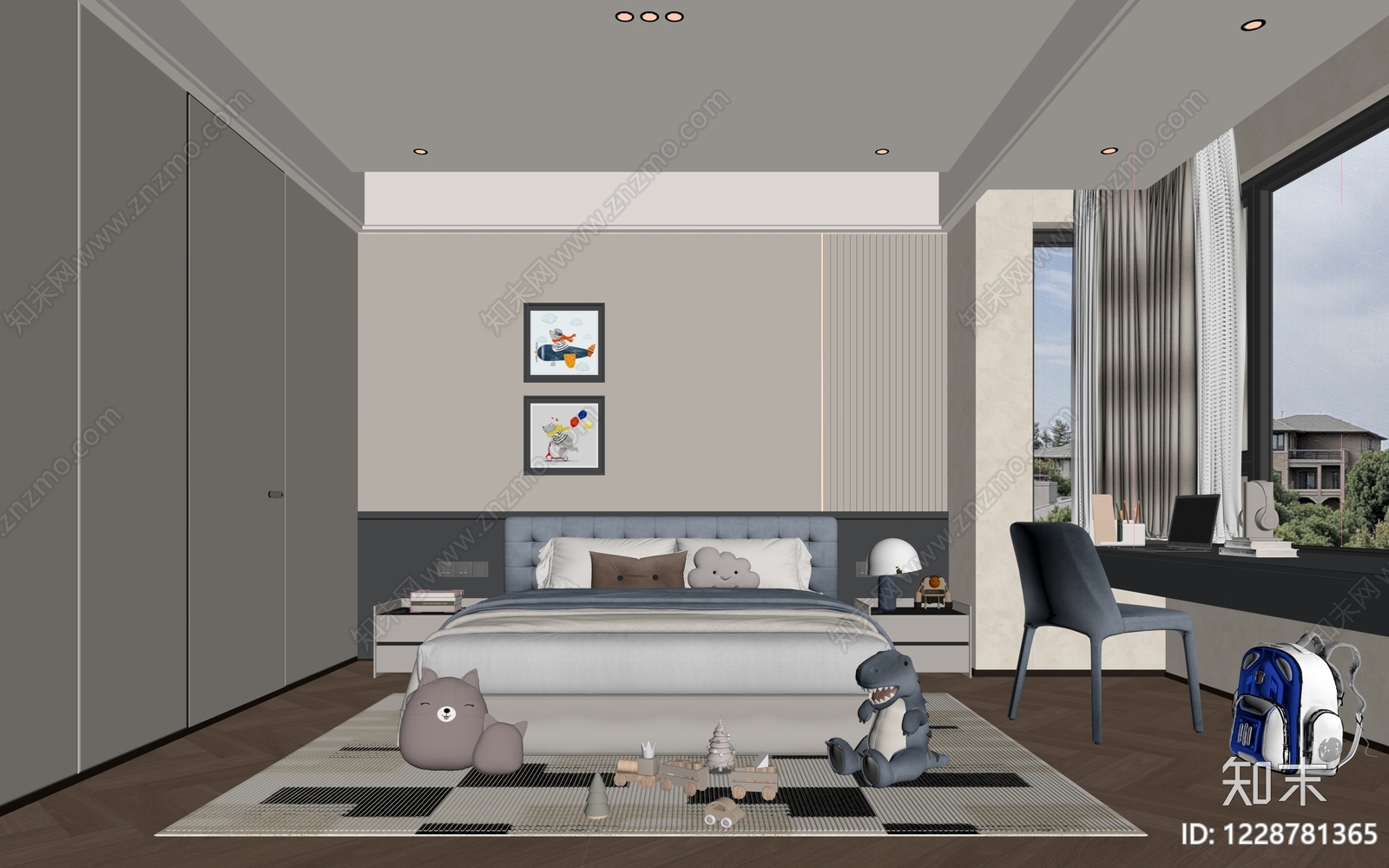 现代简约男孩房3D模型下载【ID:1228781365】