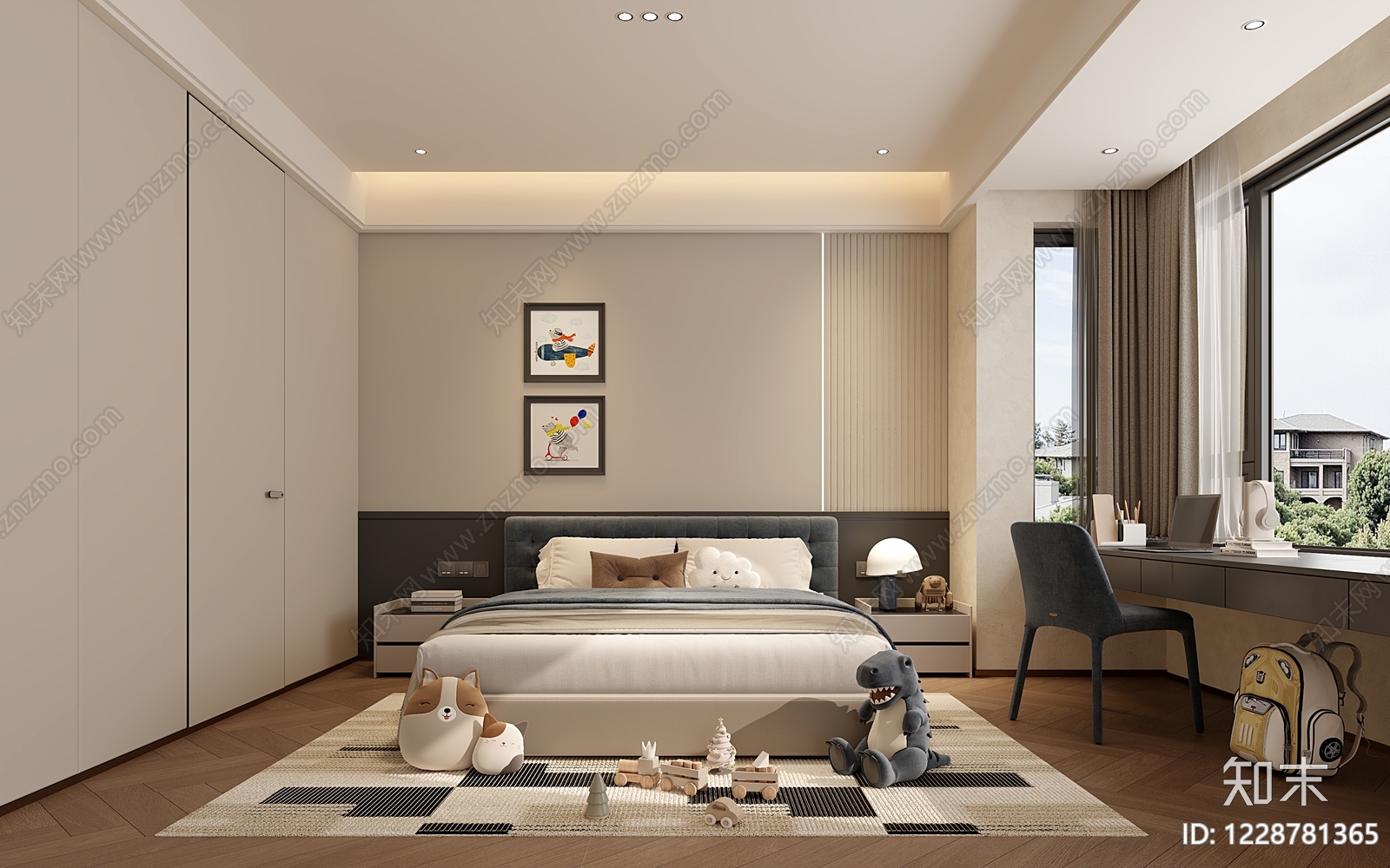 现代简约男孩房3D模型下载【ID:1228781365】