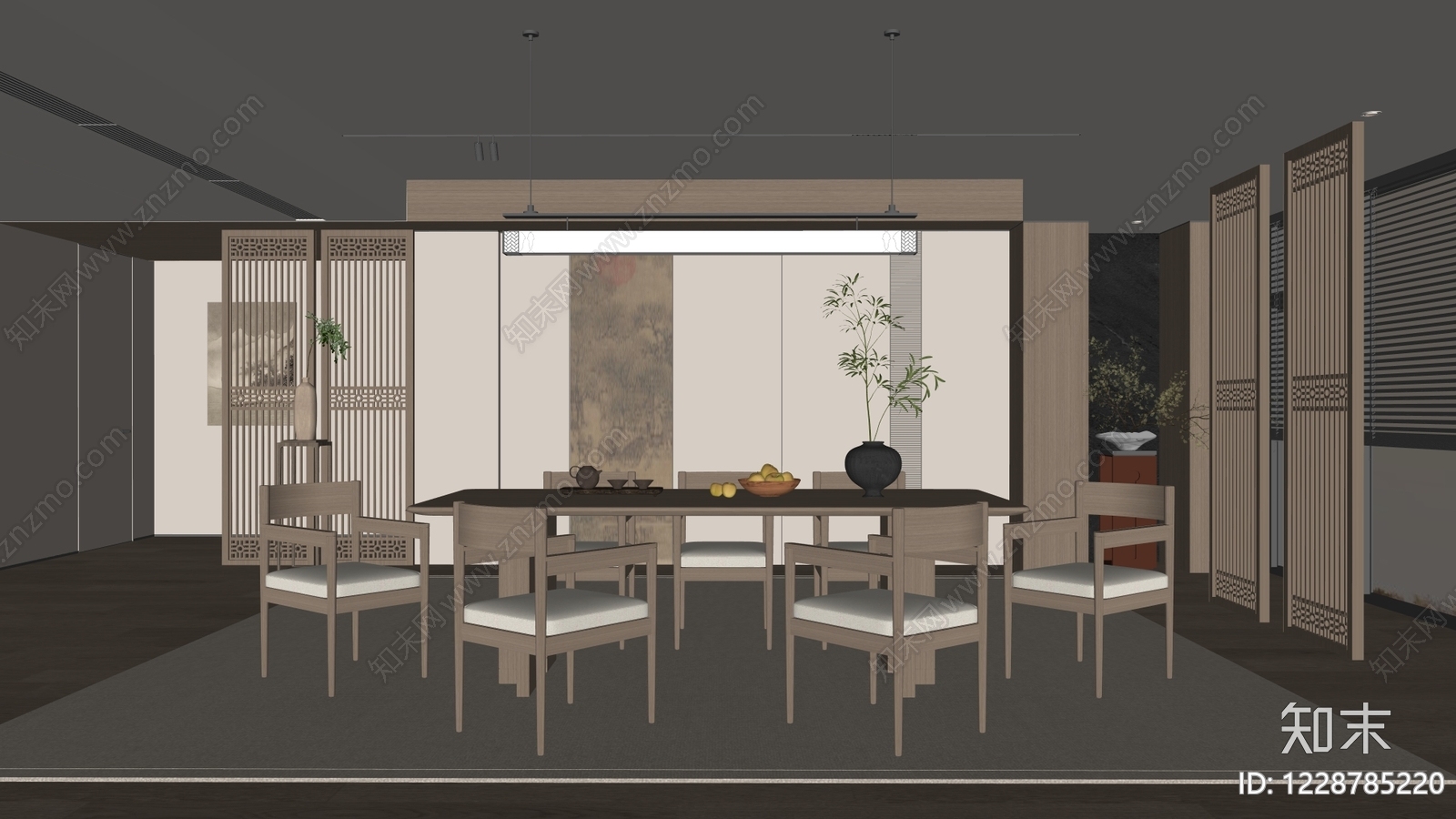 新中式茶馆SU模型下载【ID:1228785220】