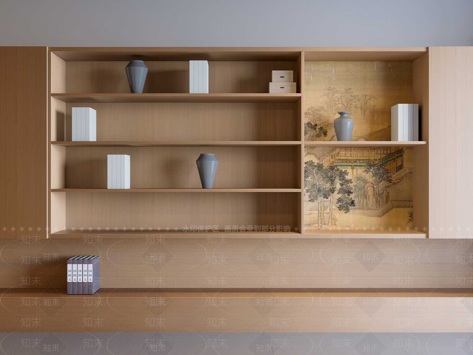 新中式书柜3D模型下载【ID:1228784957】