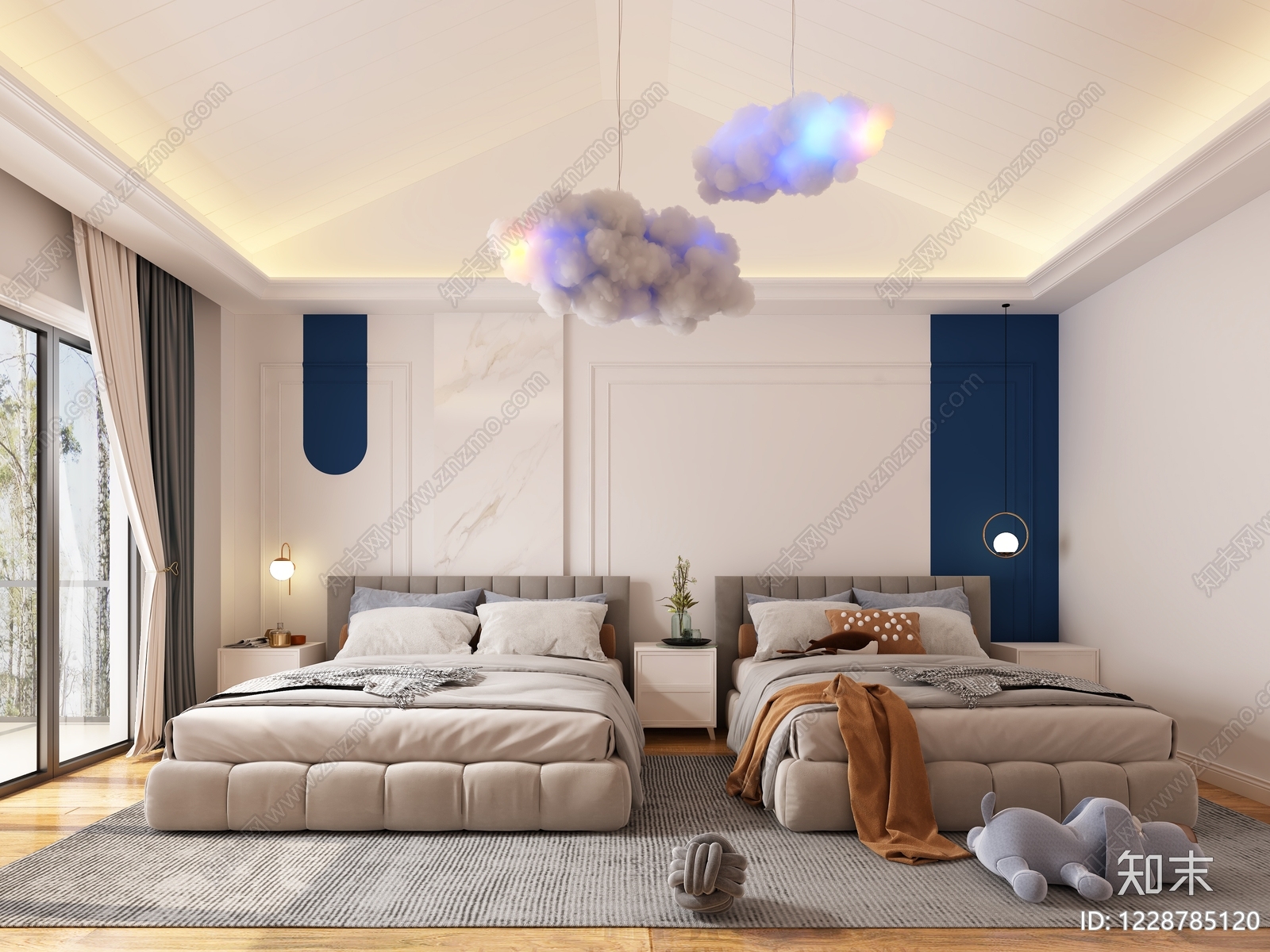 现代简约通用儿童房3D模型下载【ID:1228785120】