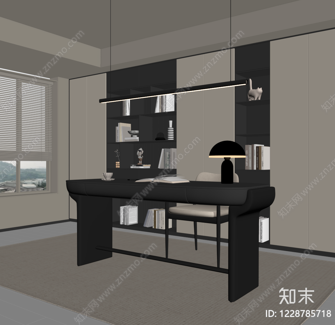 意式极简书房SU模型下载【ID:1228785718】