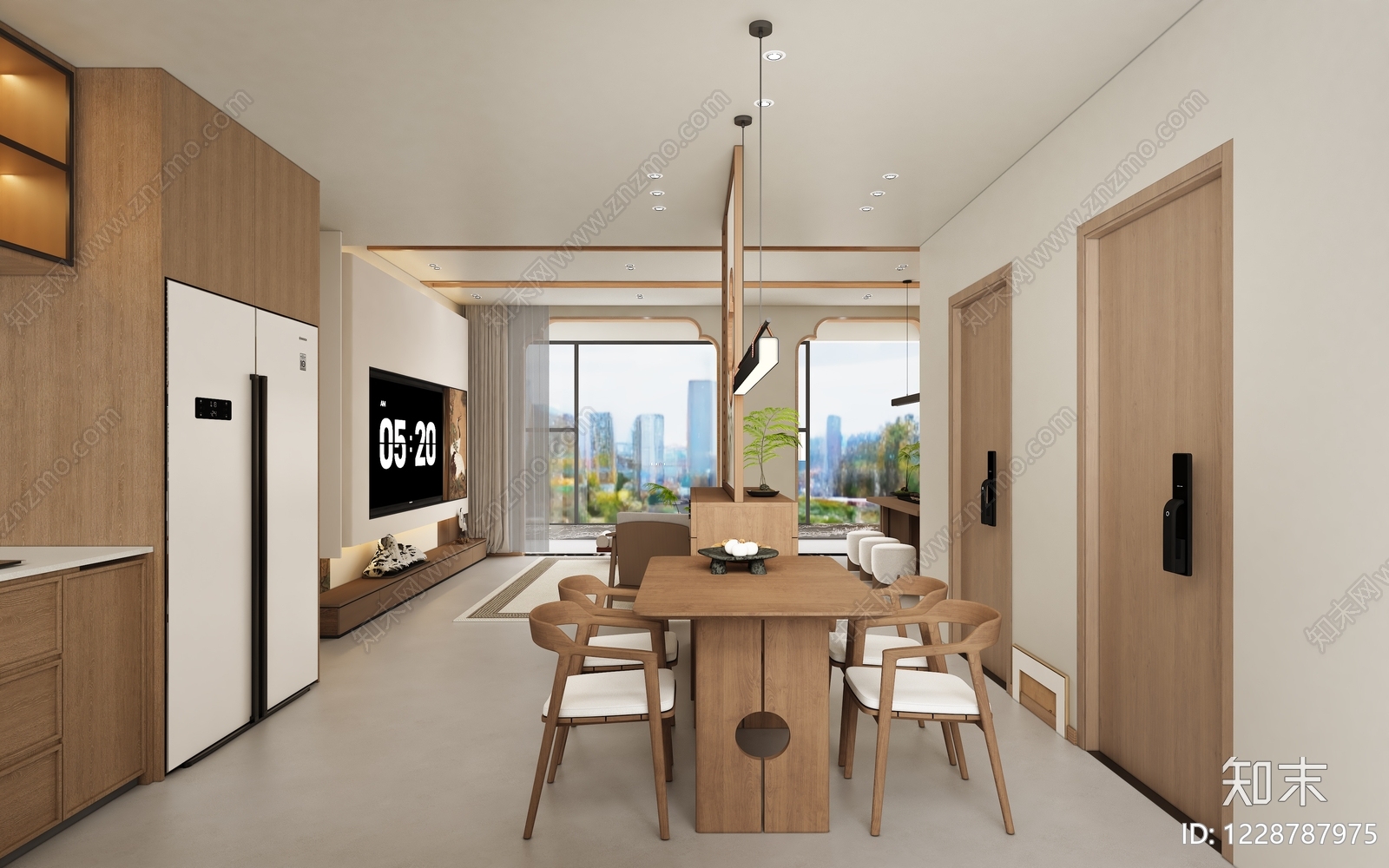 新中式宋式客餐厅3D模型下载【ID:1228787975】