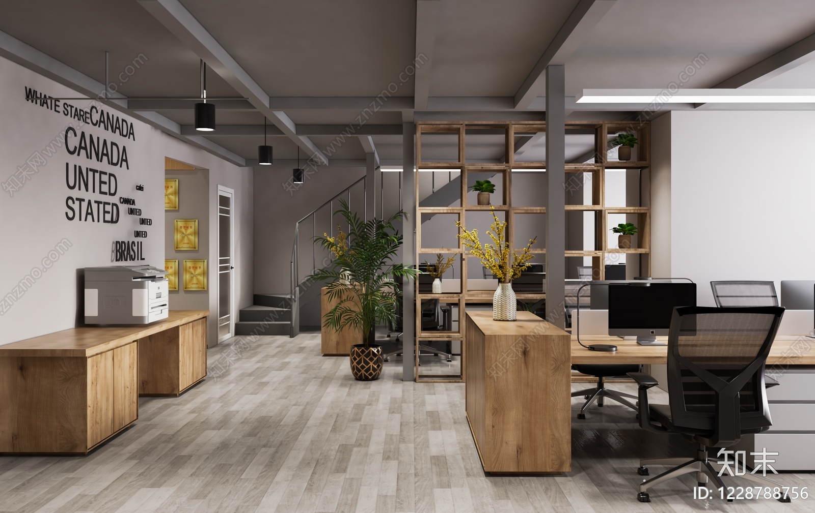 新中式办公室3D模型下载【ID:1228788756】