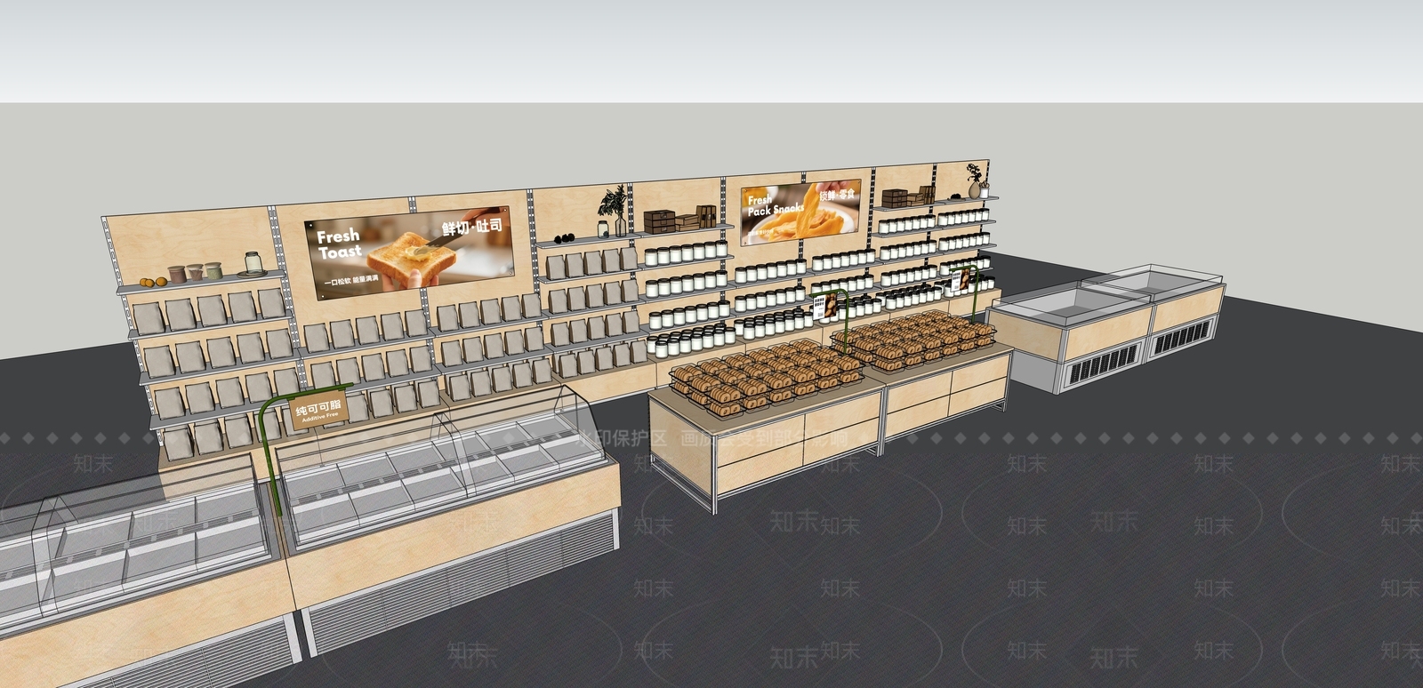 原木风甜品面包店SU模型下载【ID:1228791645】