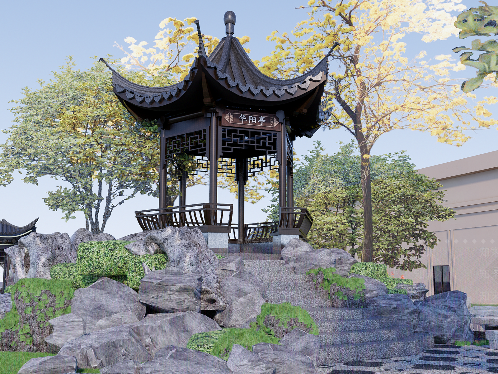 传统园林亭子SU模型下载【ID:1228798060】