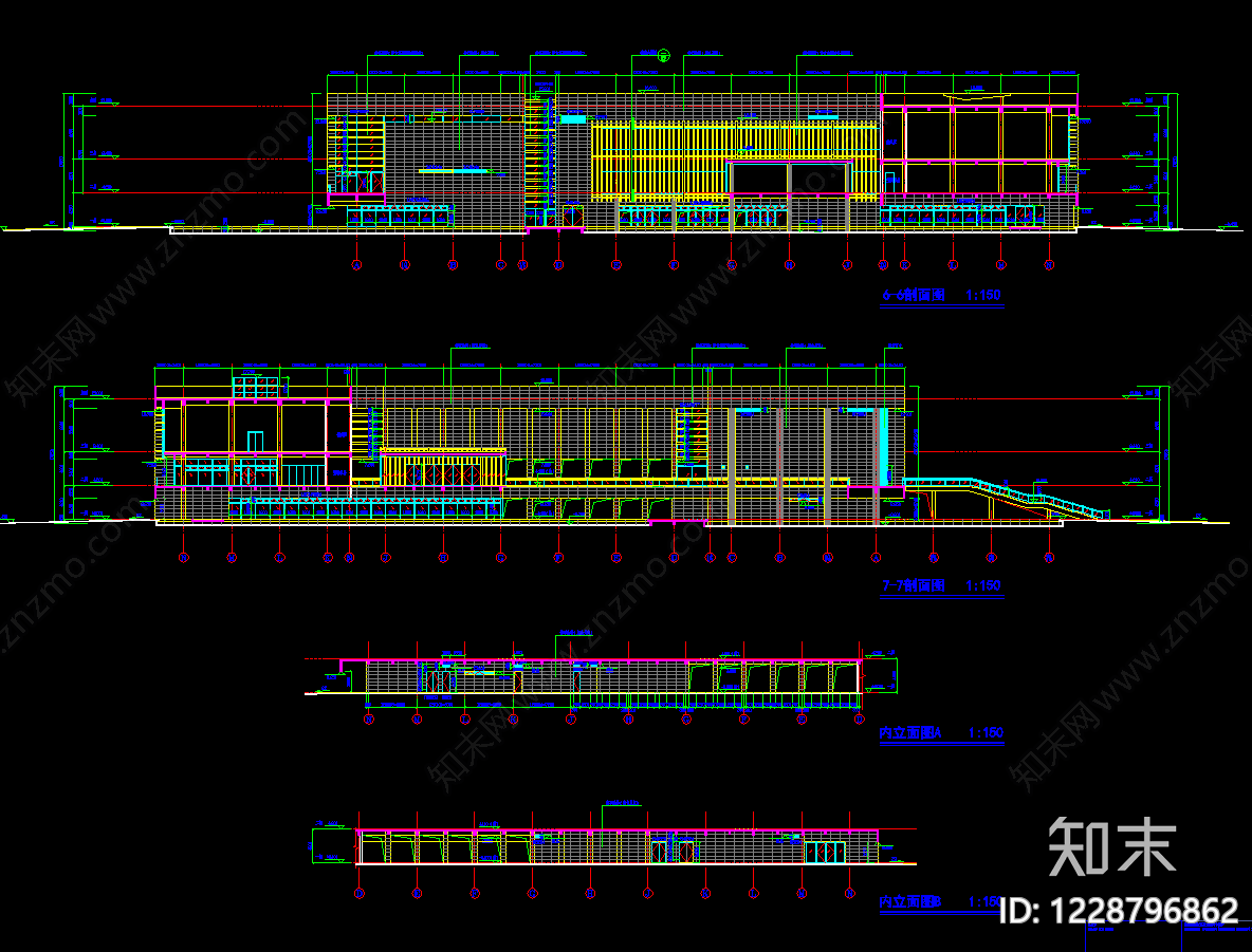 图书馆建筑cad施工图下载【ID:1228796862】