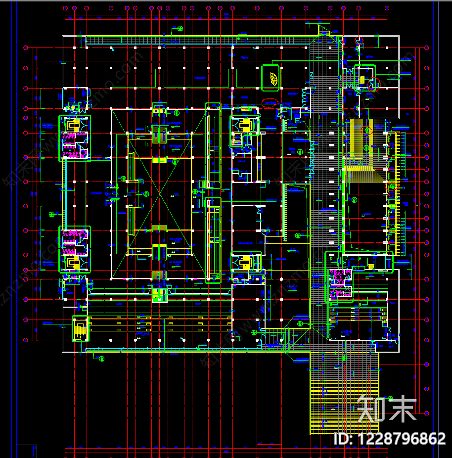 图书馆建筑cad施工图下载【ID:1228796862】