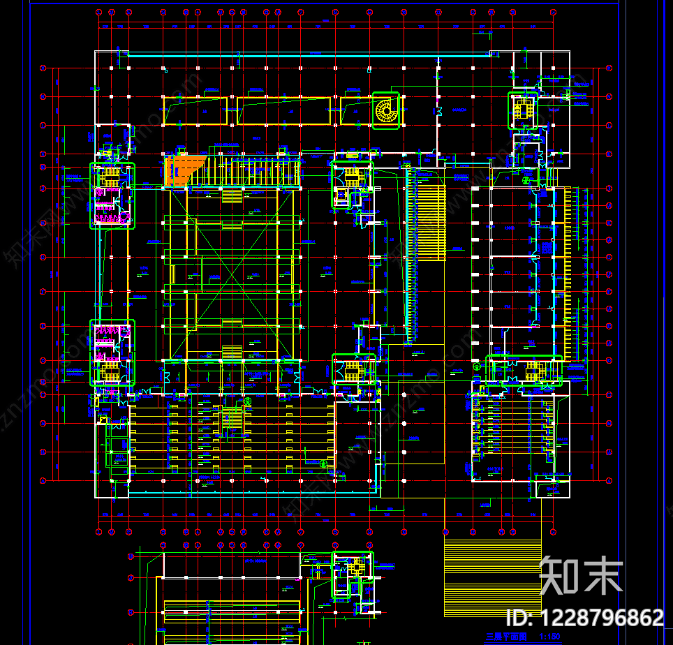 图书馆建筑cad施工图下载【ID:1228796862】