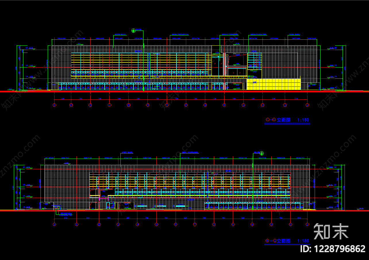 图书馆建筑cad施工图下载【ID:1228796862】