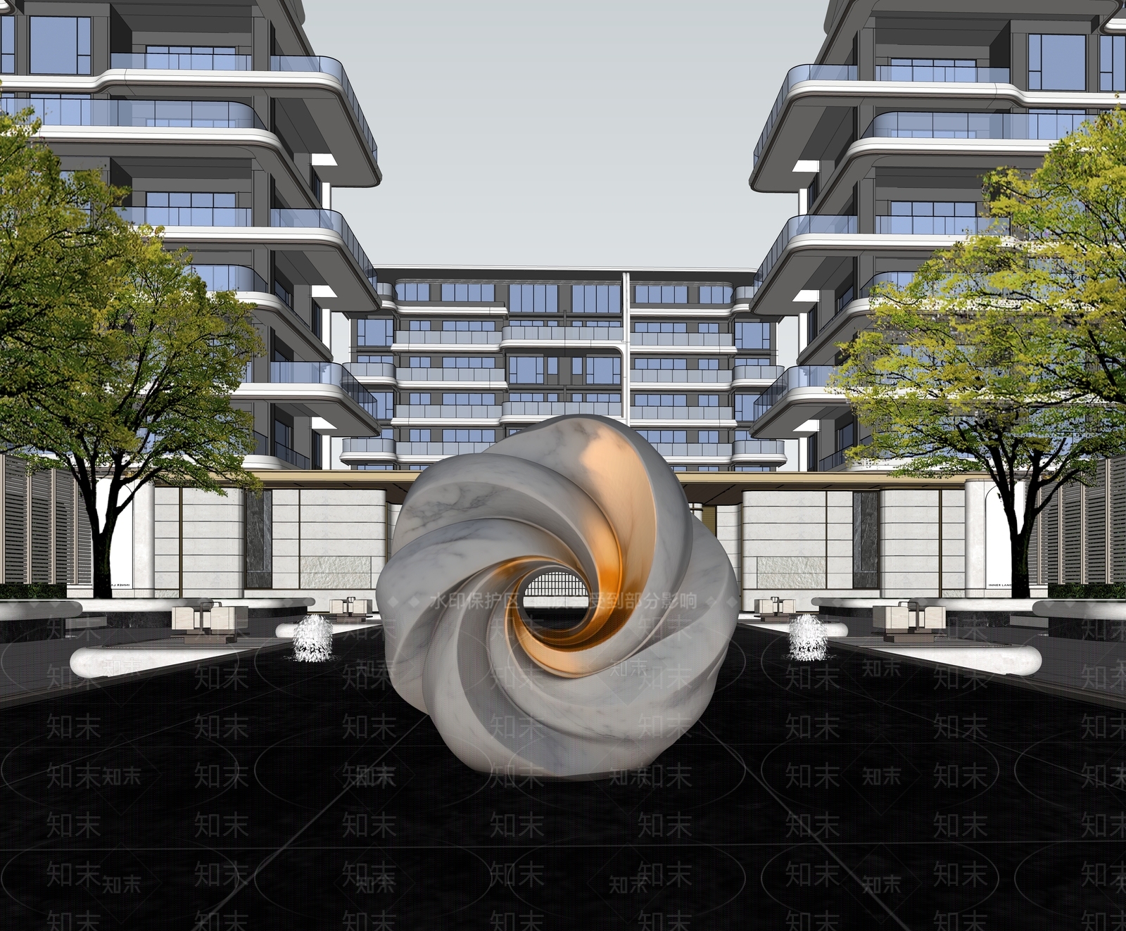 现代雕塑SU模型下载【ID:1228798164】