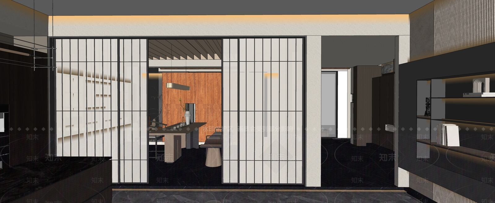 现代简约工作室SU模型下载【ID:1228800418】