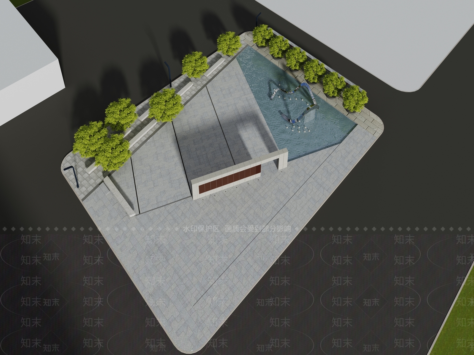 现代主义广场景观3D模型下载【ID:1228803151】