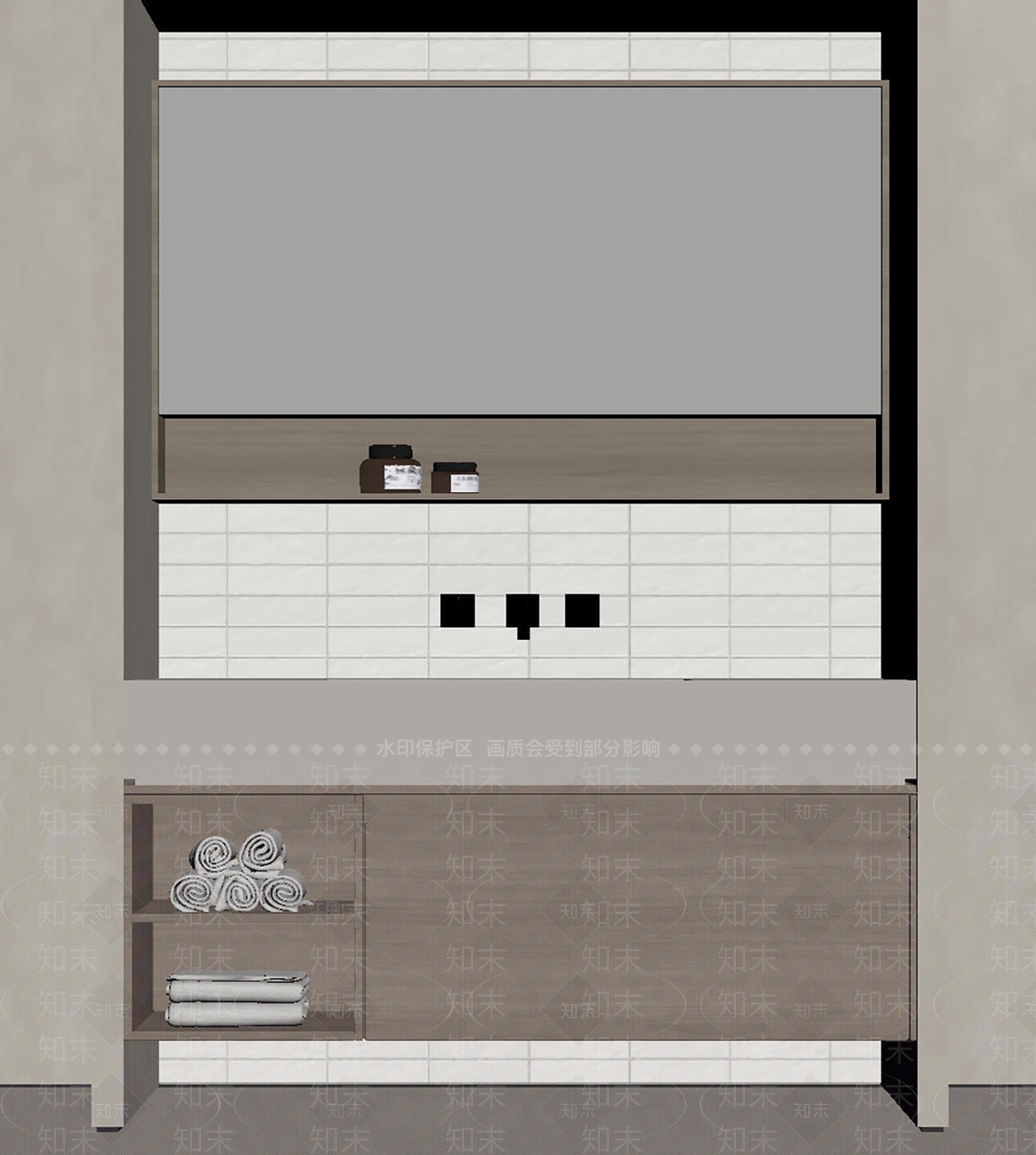 奶油风浴室柜SU模型下载【ID:1228809982】