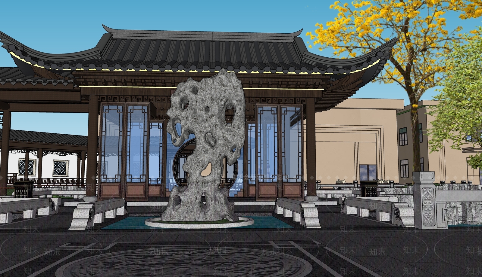 传统园林景观石SU模型下载【ID:1228812200】