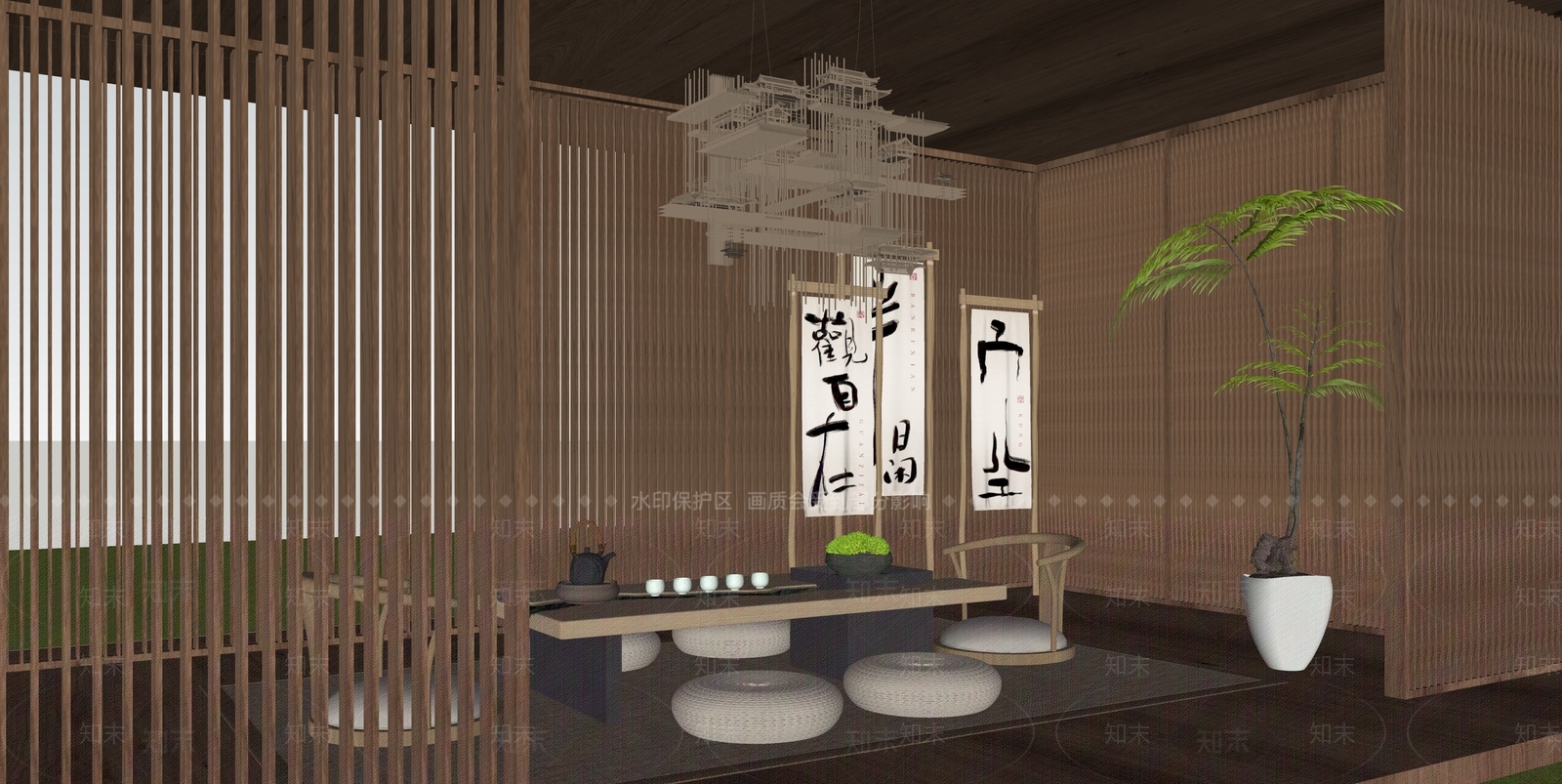 新中式亭子SU模型下载【ID:1228815842】
