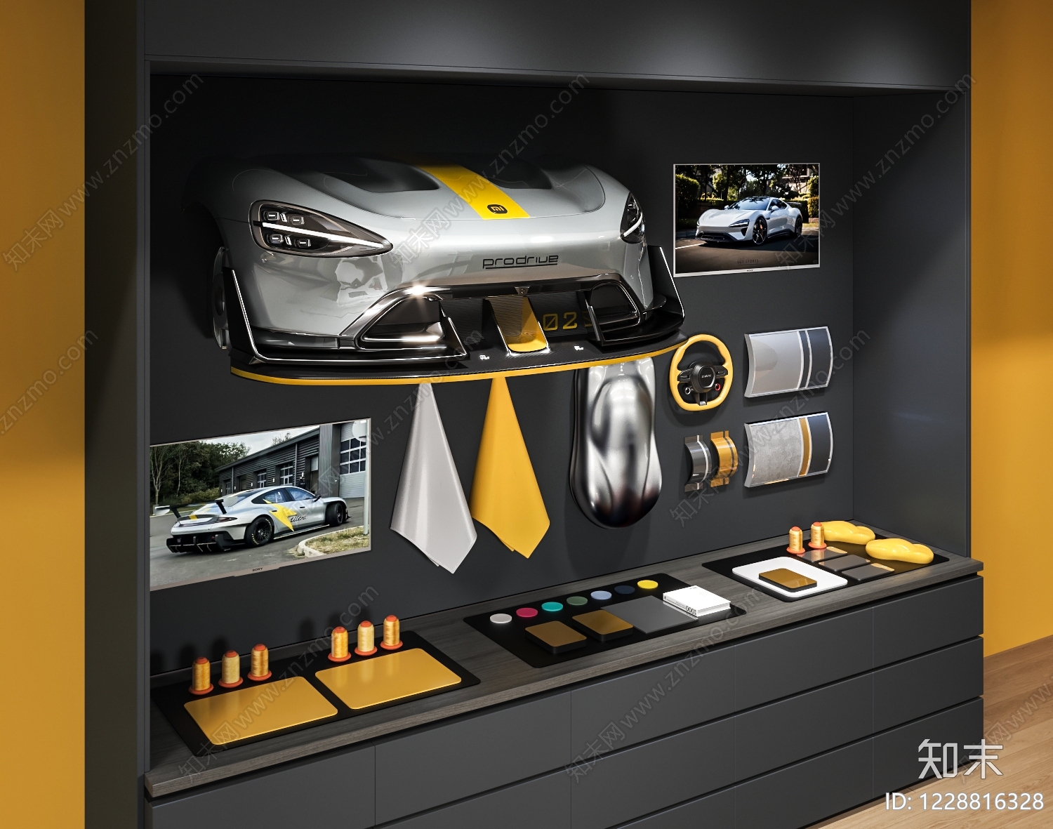 现代汽车展台3D模型渲染效果图