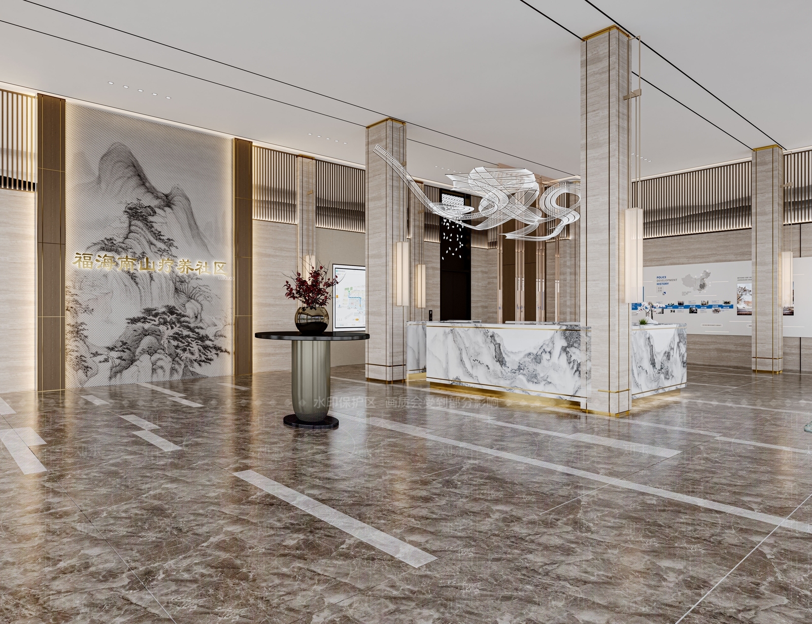 新中式酒店大堂3D模型下载【ID:1228823322】