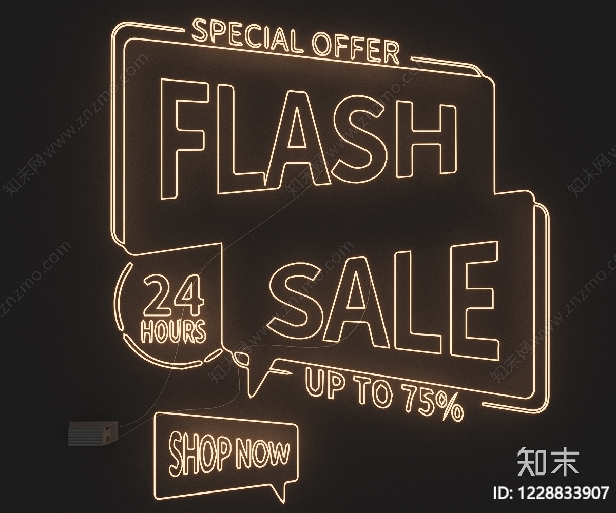 赛博朋克风霓虹灯3D模型下载【ID:1228833907】