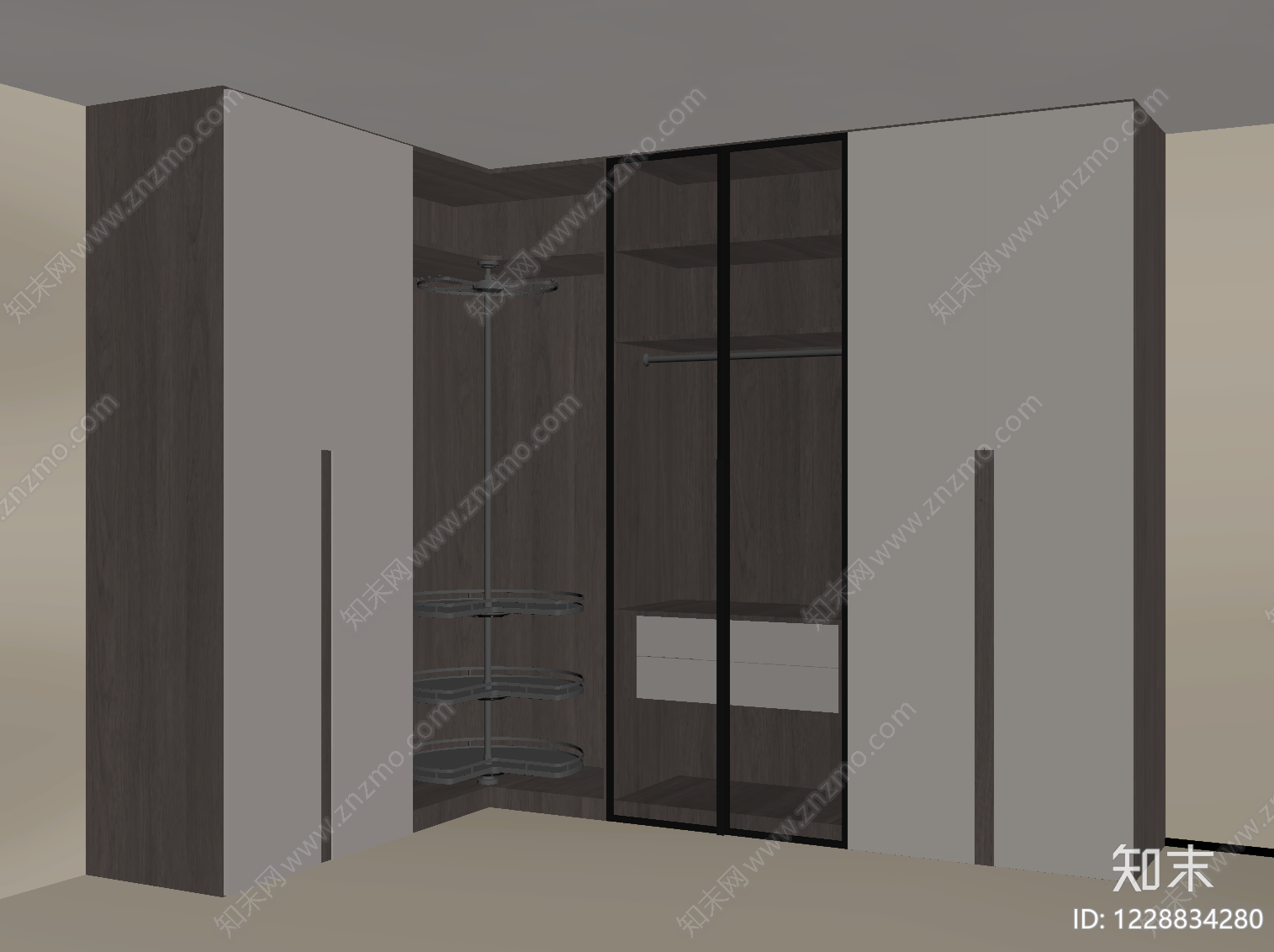意式极简衣柜SU模型下载【ID:1228834280】