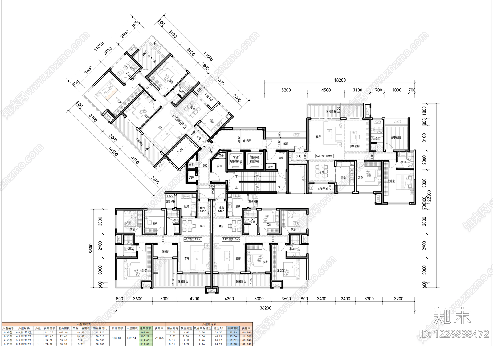 高层住宅cad施工图下载【ID:1228838472】