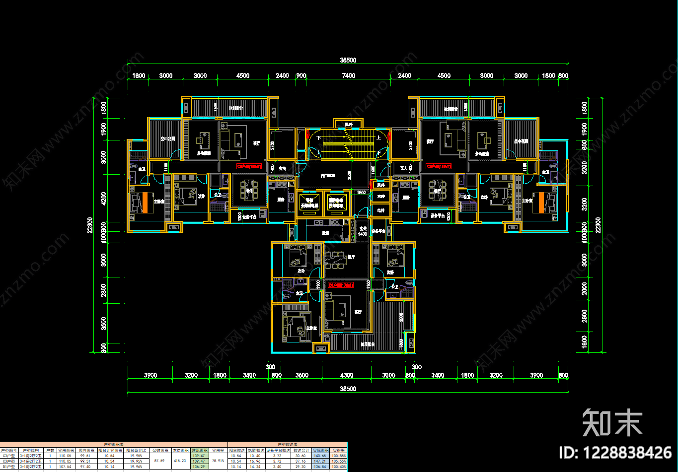 住宅楼建筑cad施工图下载【ID:1228838426】