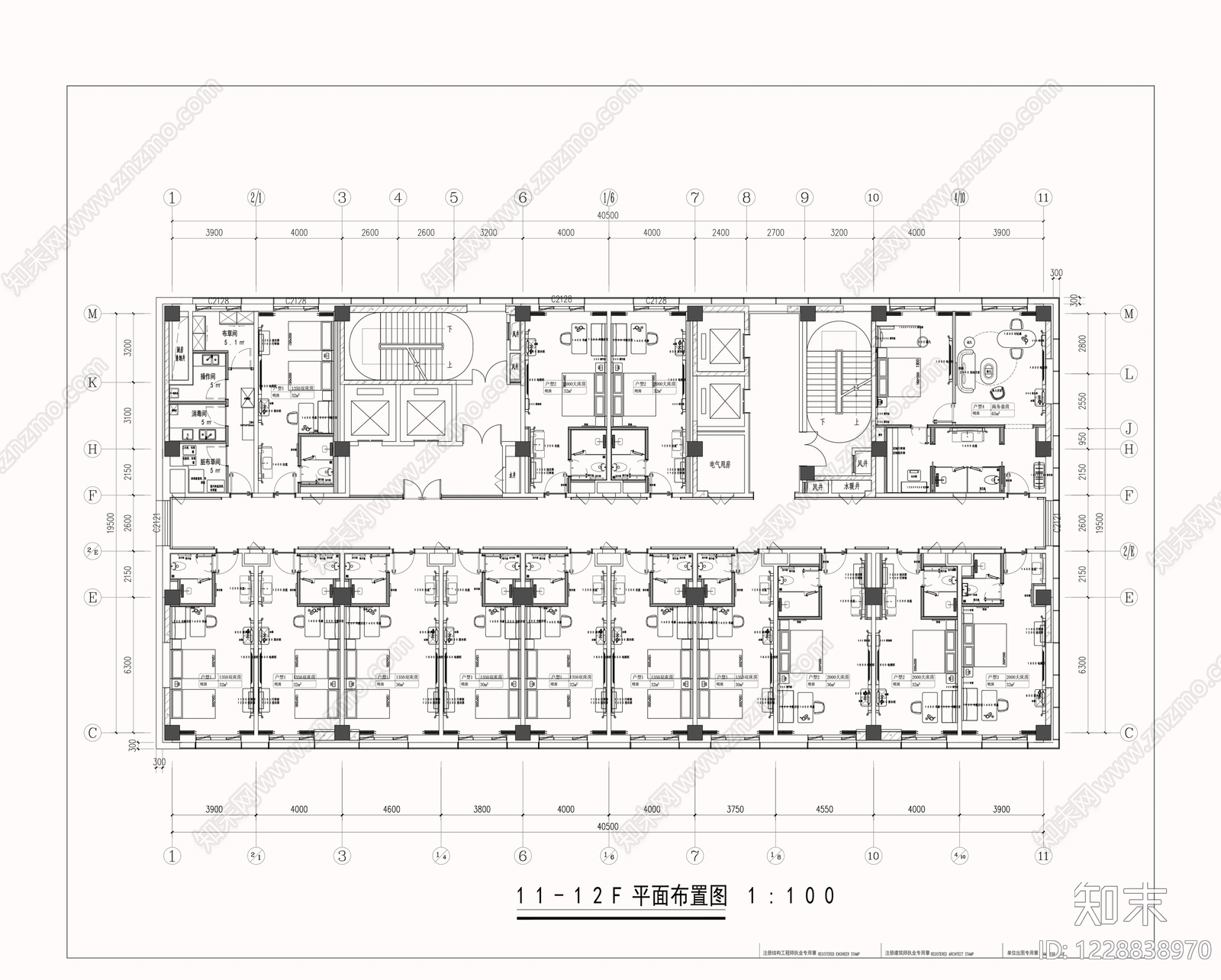 酒店建筑cad施工图下载【ID:1228838970】