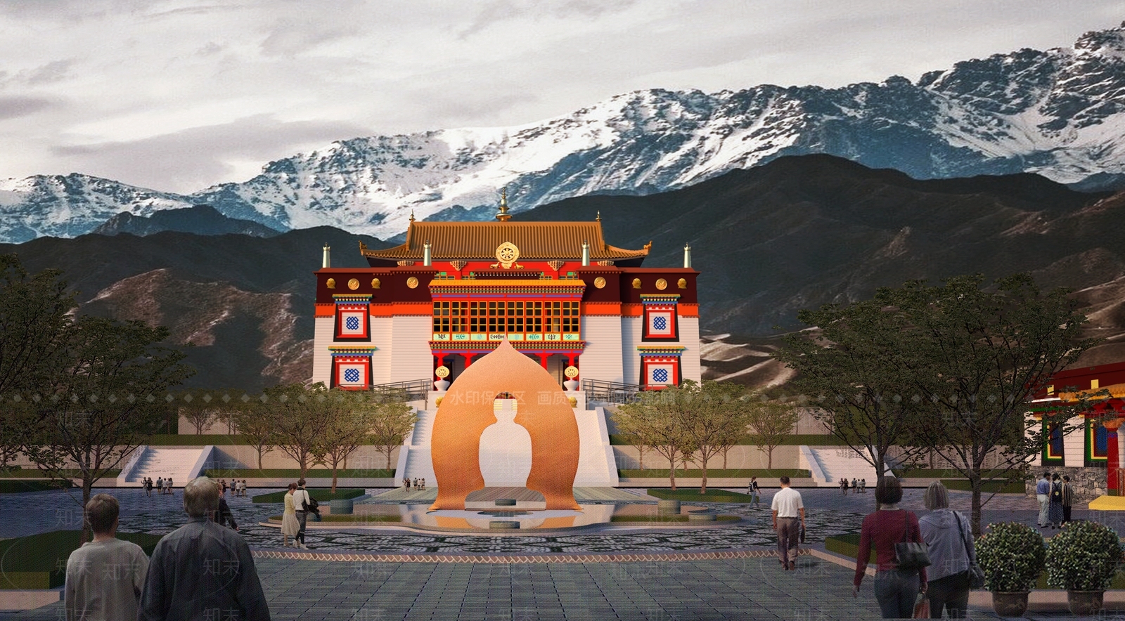 中式寺庙建筑SU模型下载【ID:1228839529】